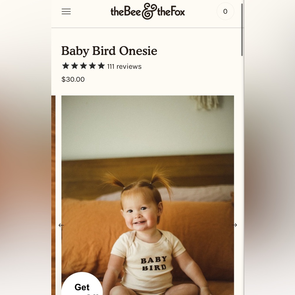 The Bee & The Fox baby bird onesie